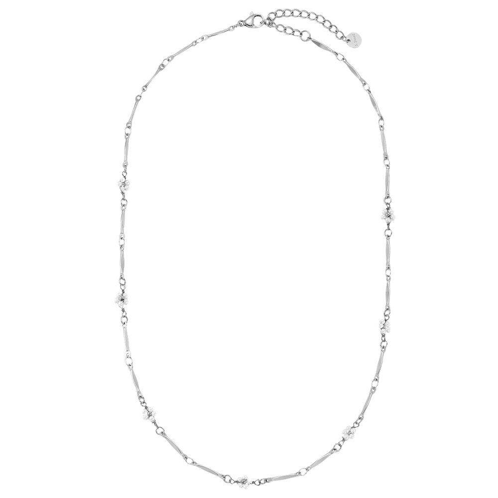 42cm pearl flower stainless steel necklace