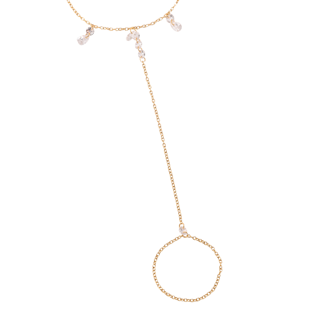 17cm Beautiful zirconia hand chain stainless steel bracelet     