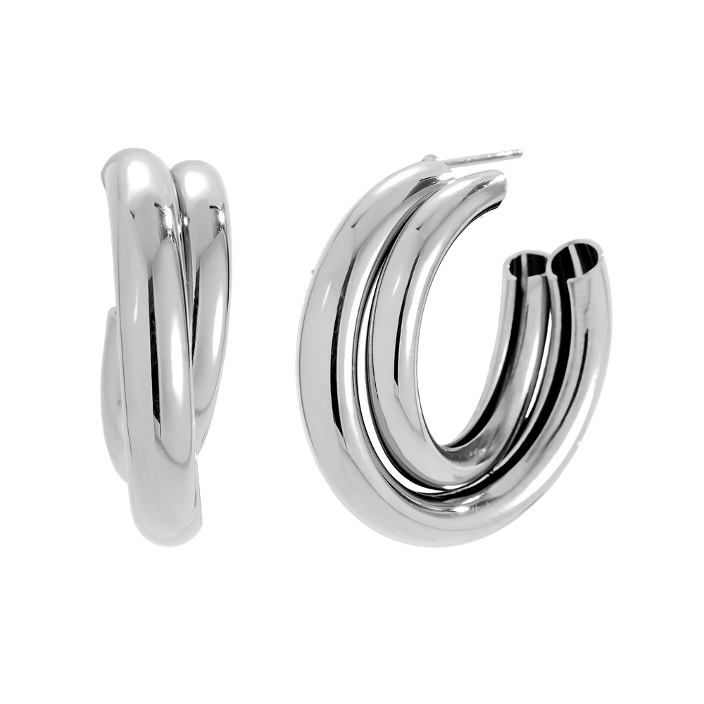 28mm Two Hoop Stainless Steel Earrings    