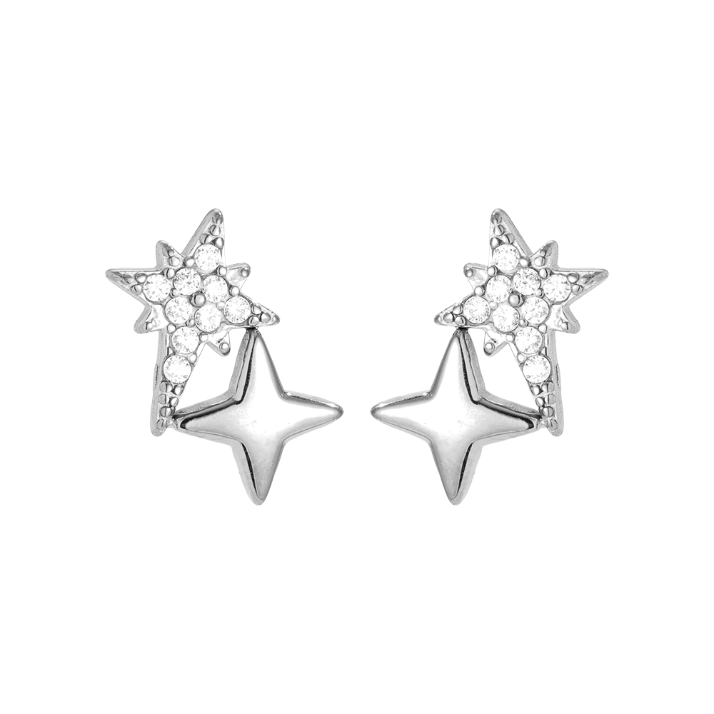 10mm Sparkling Diamond Star Stainless Steel Earrings         10mm Sparkling Diamond Star Stainless Steel Earrings