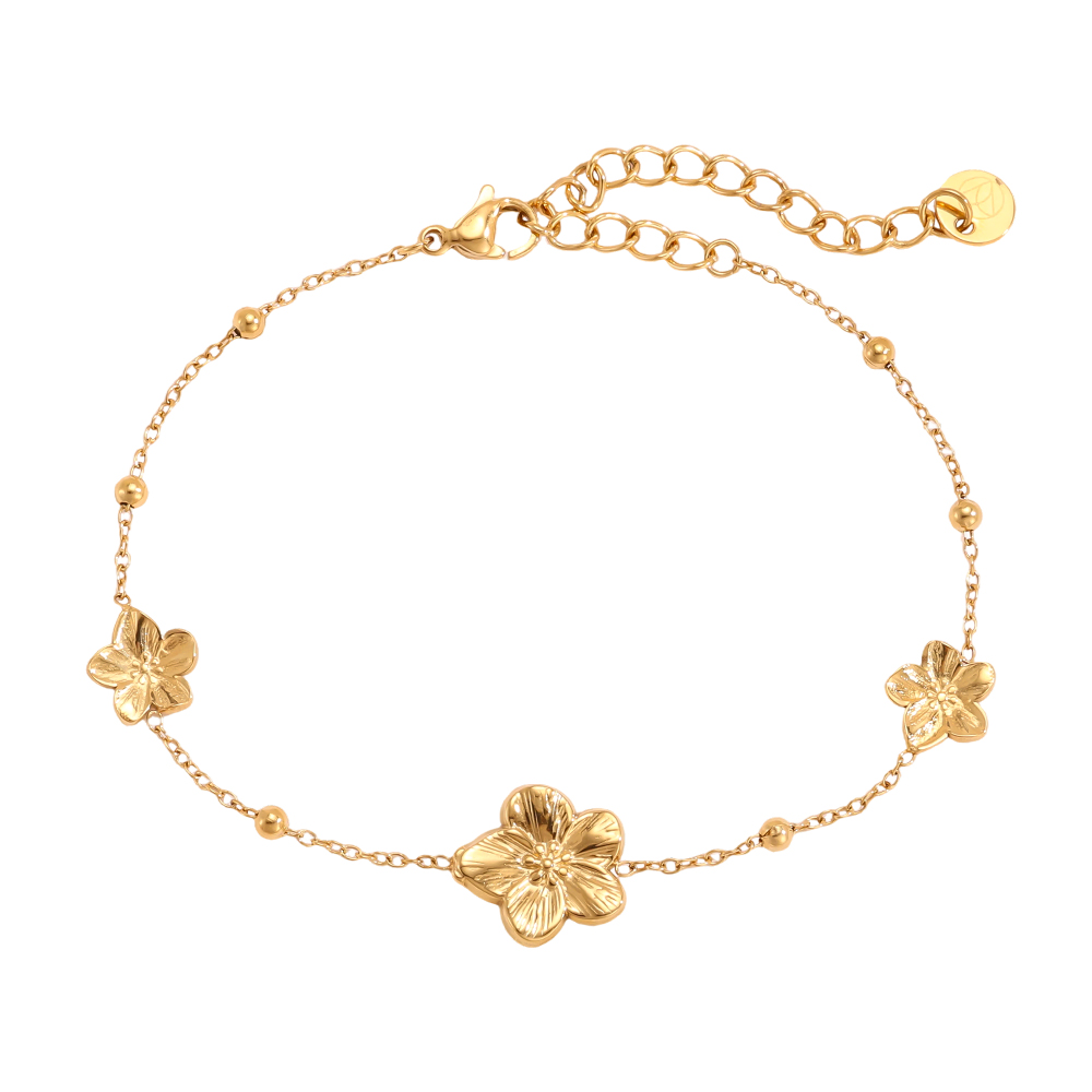 Stainless steel bracelet 16cm three flowers