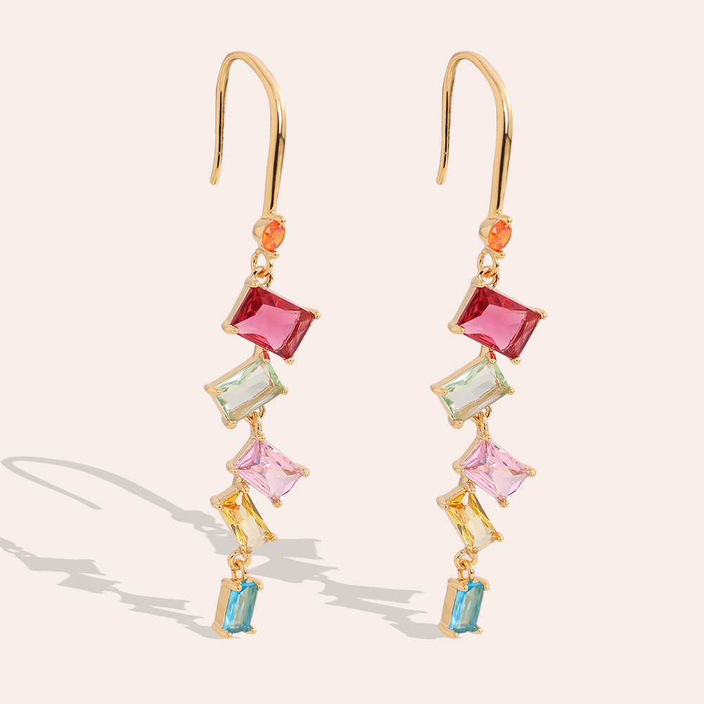 5.5cm many zirconia gold-plated earrings 