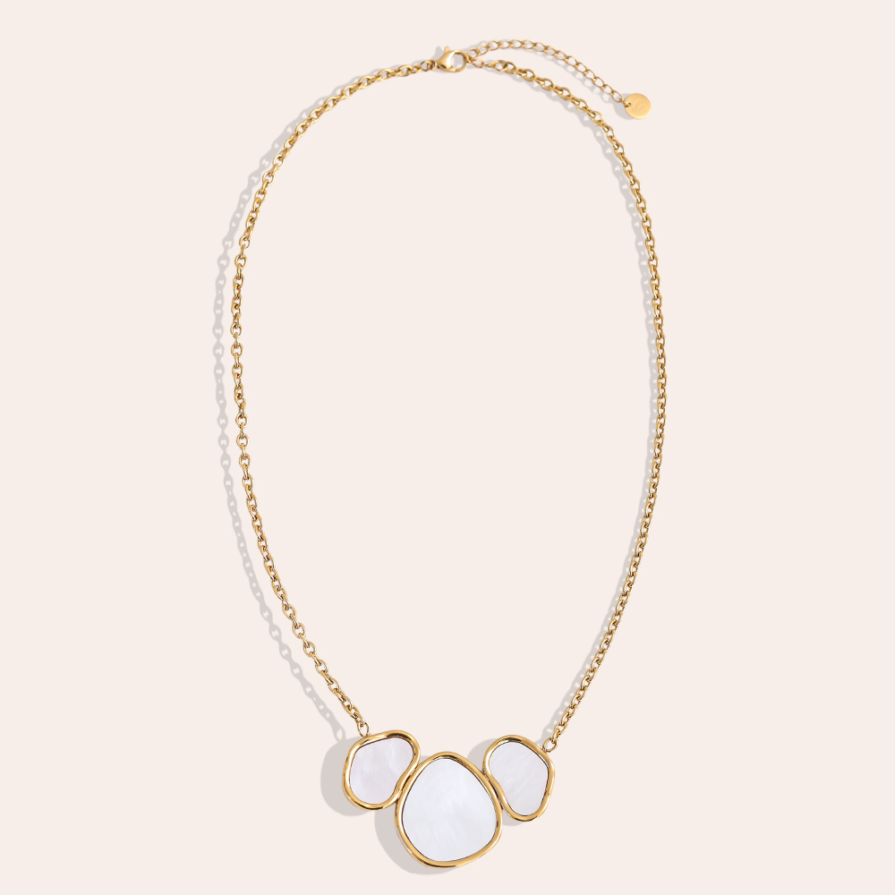 42cm three irregular mother-of-pearl plates stainless steel necklace