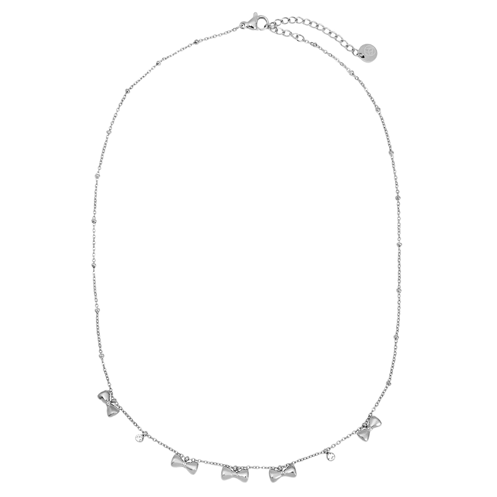 40cm Nice Bowtie And Diamond Dots Stainless Steel Necklace   