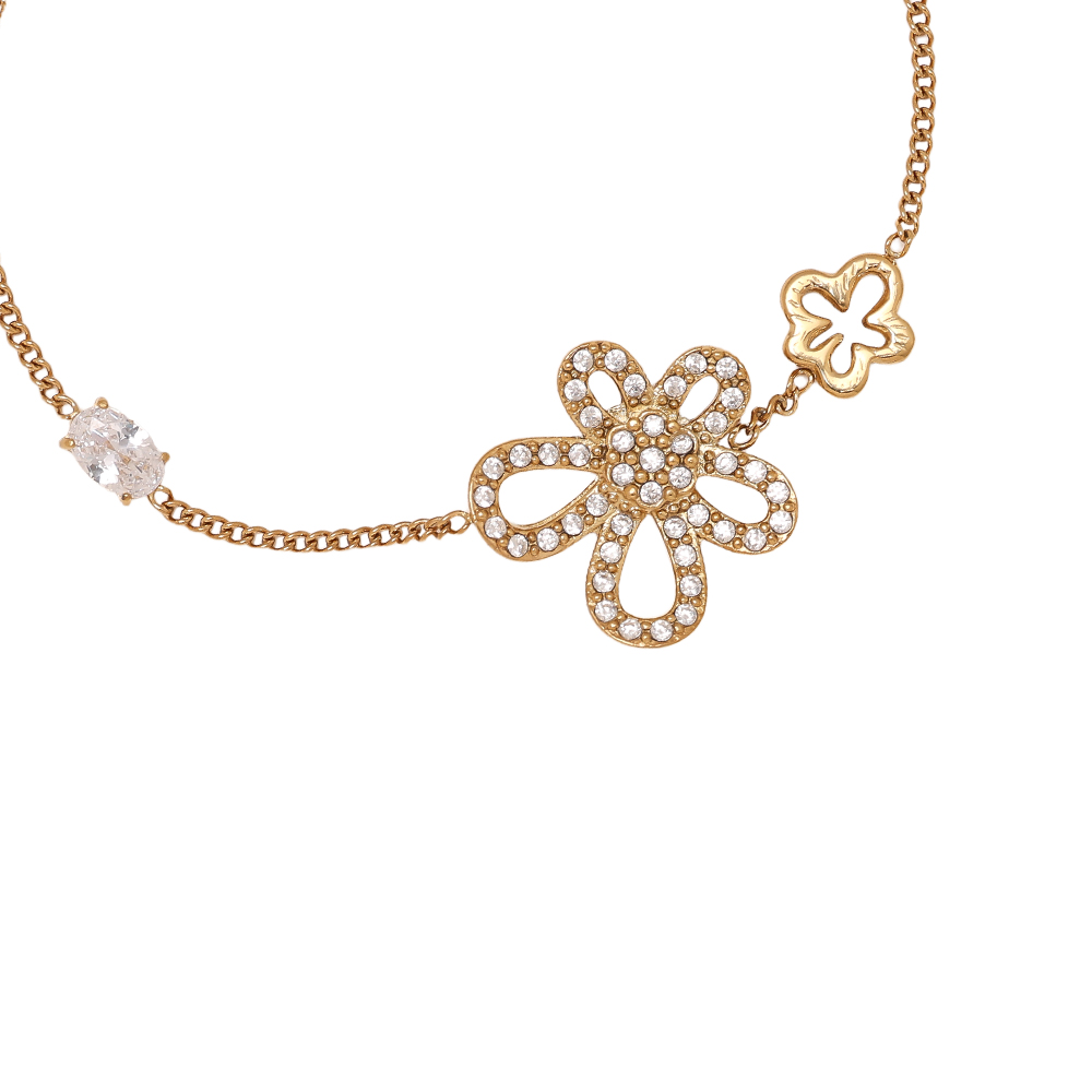 17cm Cool Diamond Flower stainless steel bracelet  