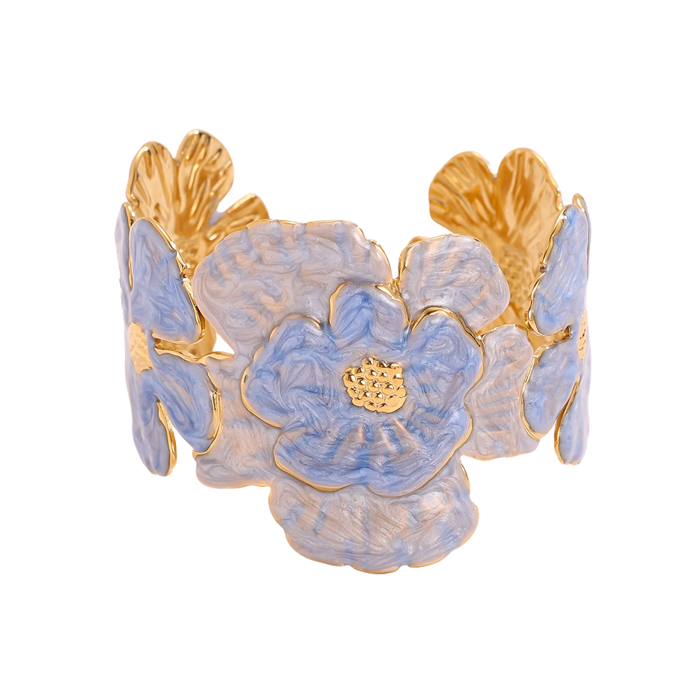 Stainless steel bracelet Adjustable beautiful large flowers