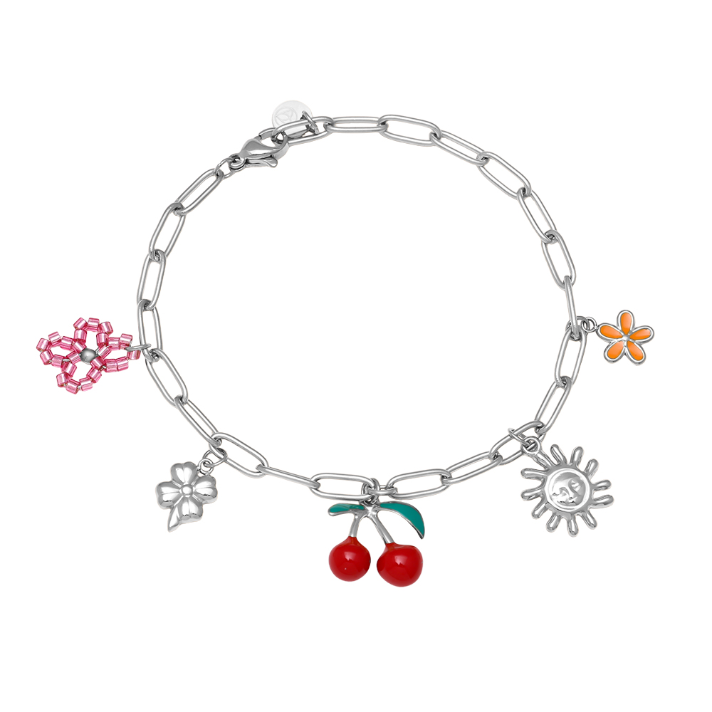 20cm cherry flower and sun stainless steel bracelet     