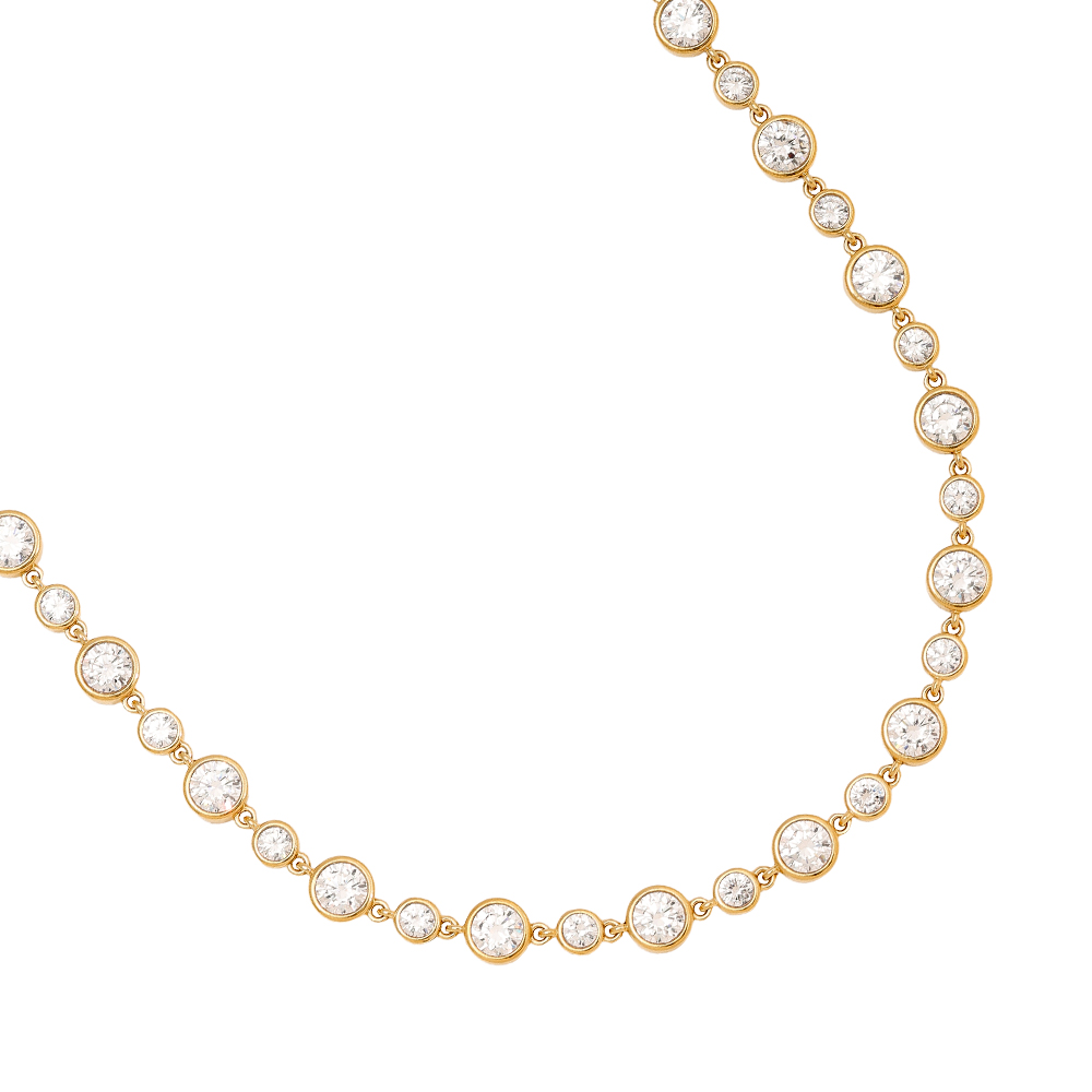 40cm Fancy Round Diamond Chain Stainless Steel Necklace 