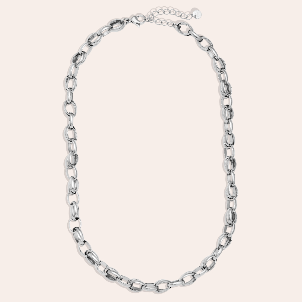 42cm oval link chain stainless steel necklace  