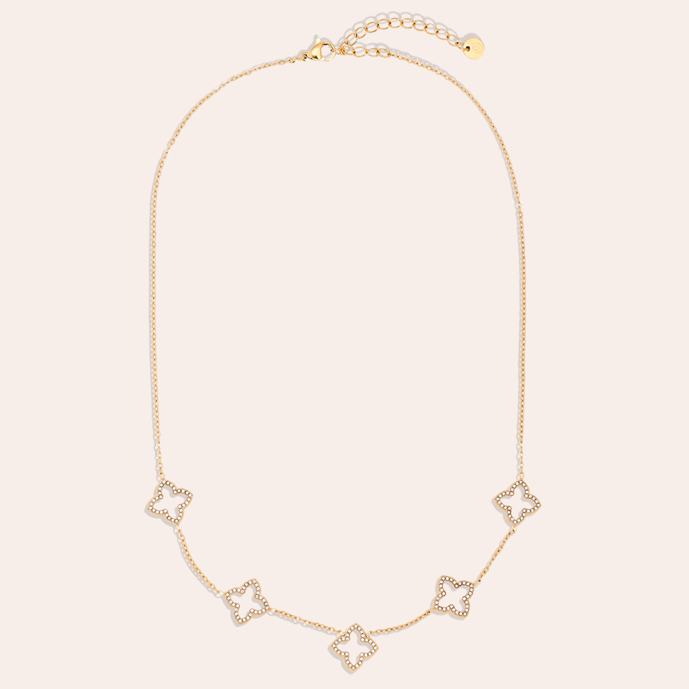 40cm Sparkling Lucky Flower stainless steel necklace      40cm Sparkling Lucky Flower stainless steel necklace