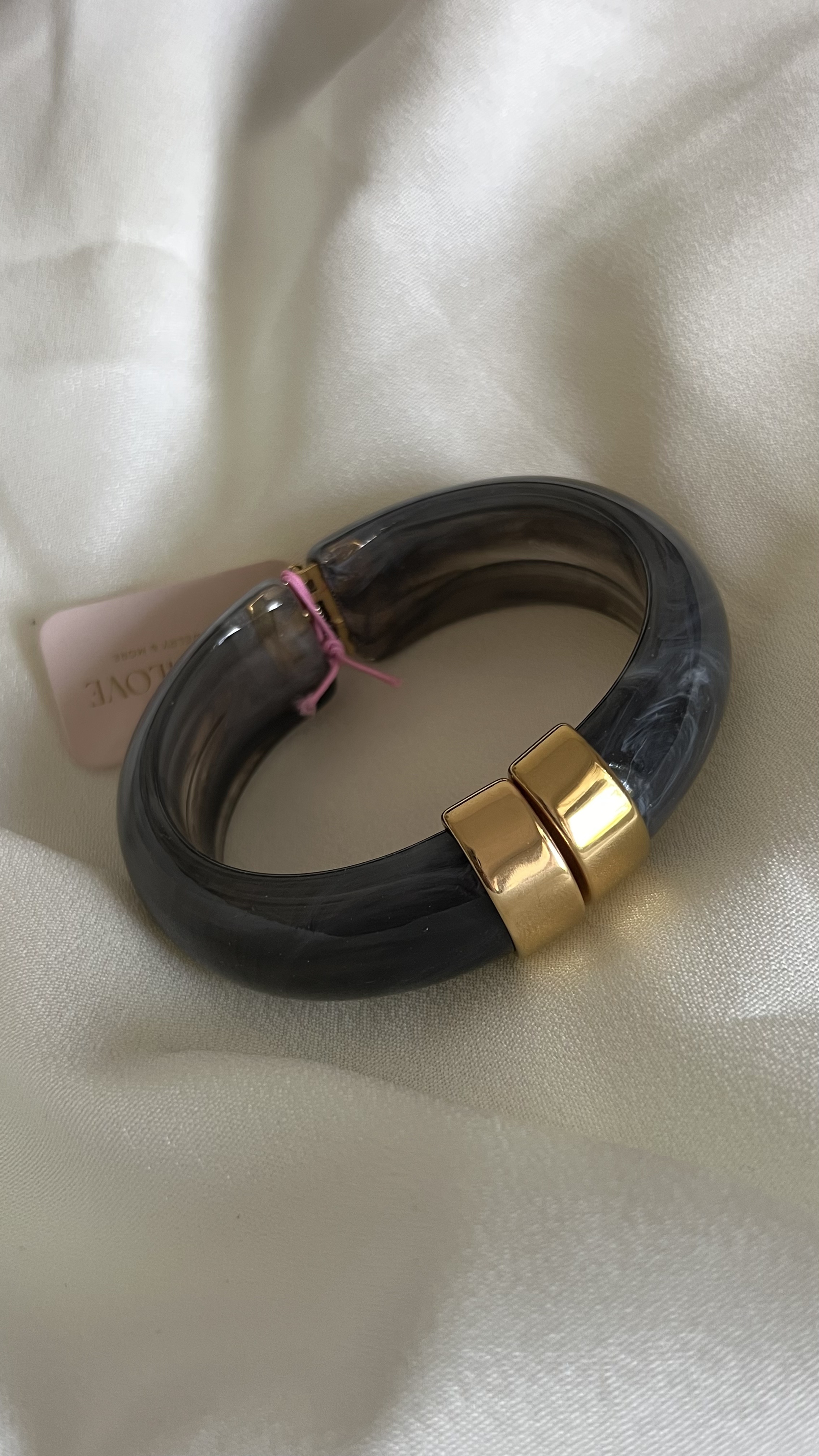 Round chunky resin stainless steel bangle  