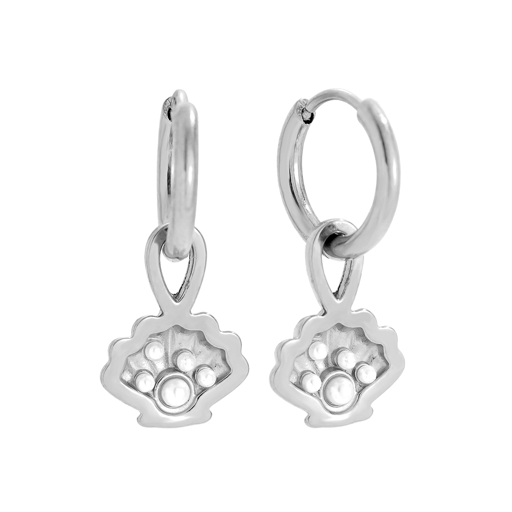 2.3cm Shell And Pearl Stainless Steel Earrings    