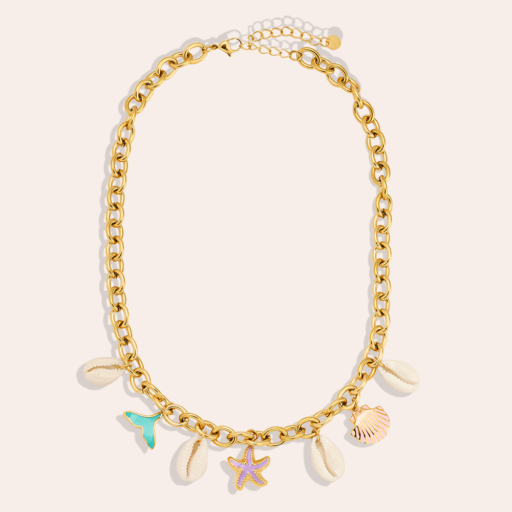 39cm Colourful Ocean stainless steel necklace
