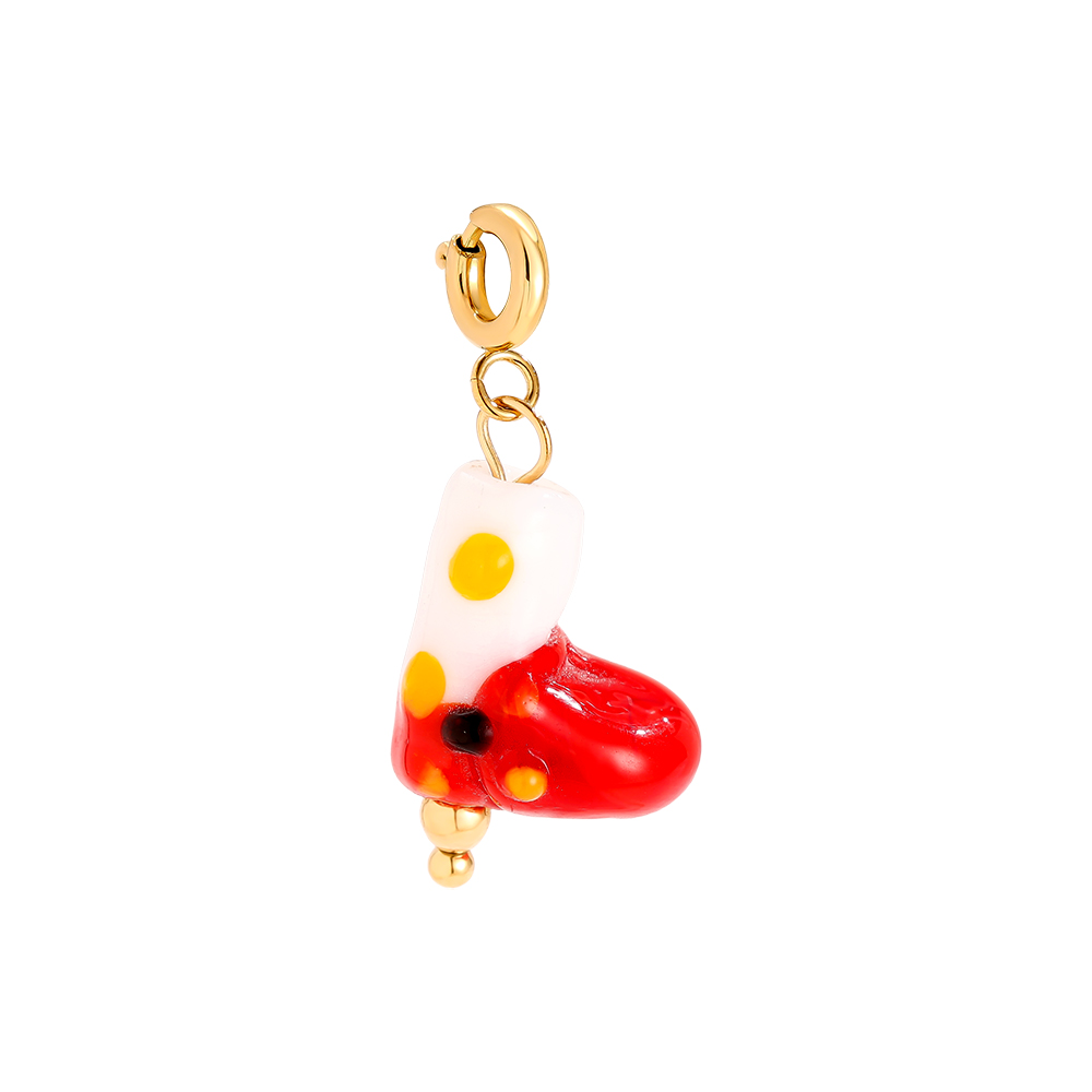 1.3*2cm Spring Clasp Xmas Orange Point Boot Stainless Steel Pendant       