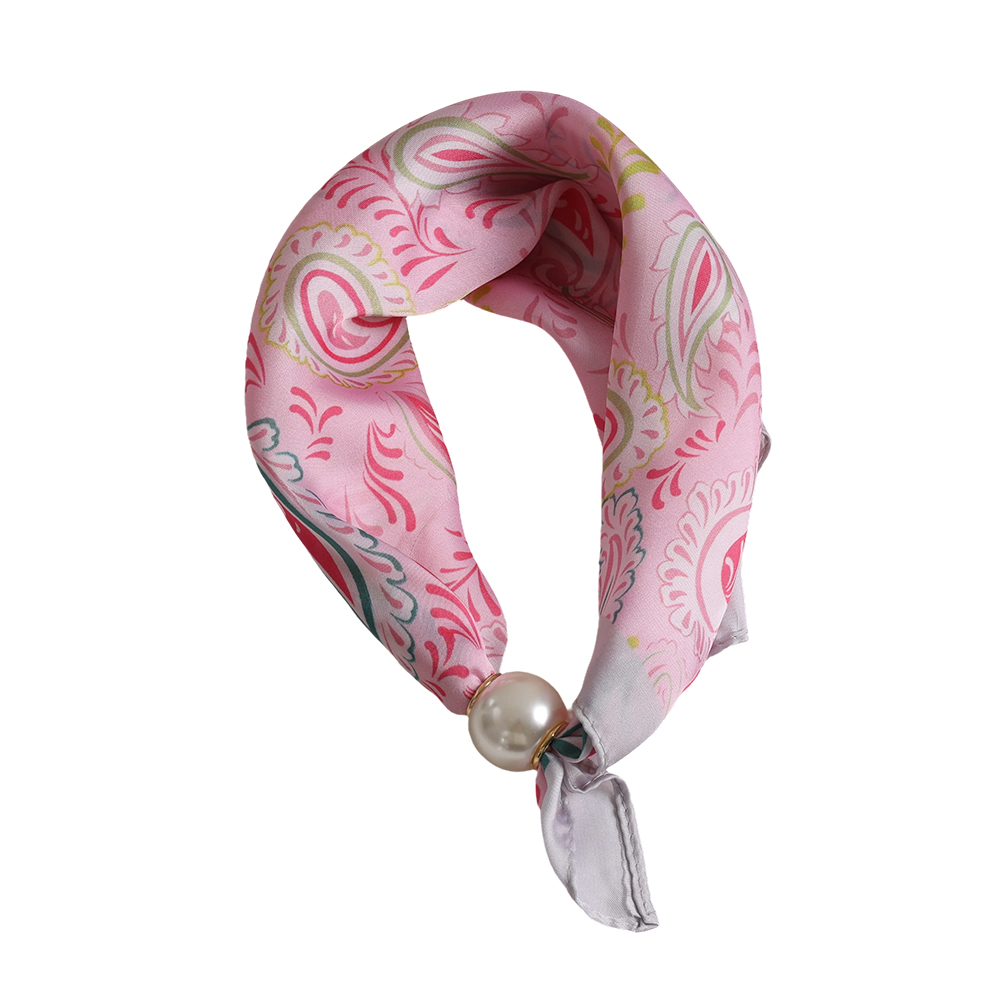 43cm Paisley Pattern Pink Beaded Scarf