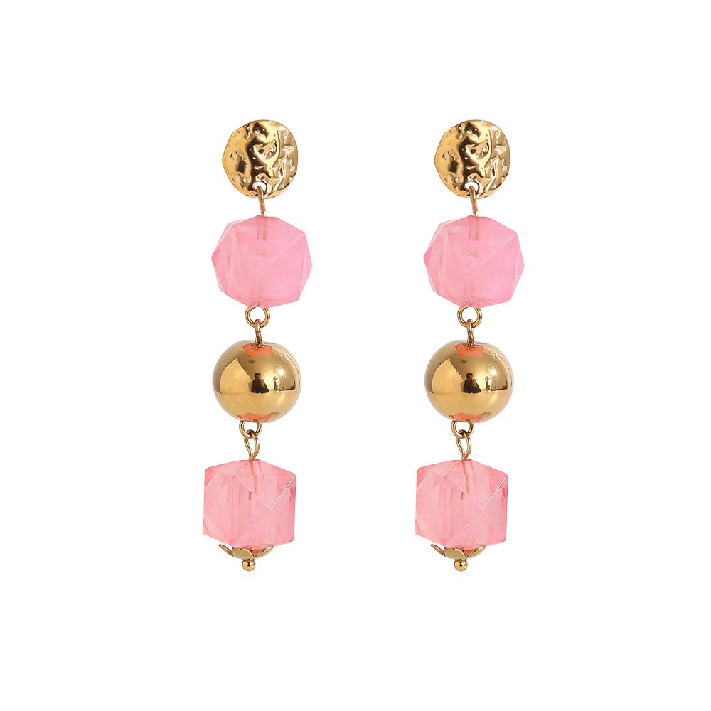 6cm Acrylic and gold beads stainless steel earrings       