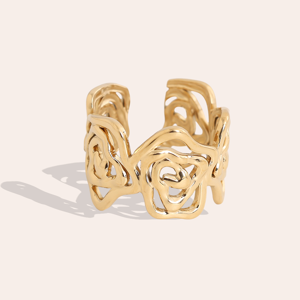 Adjustable rose lustre stainless steel ring    