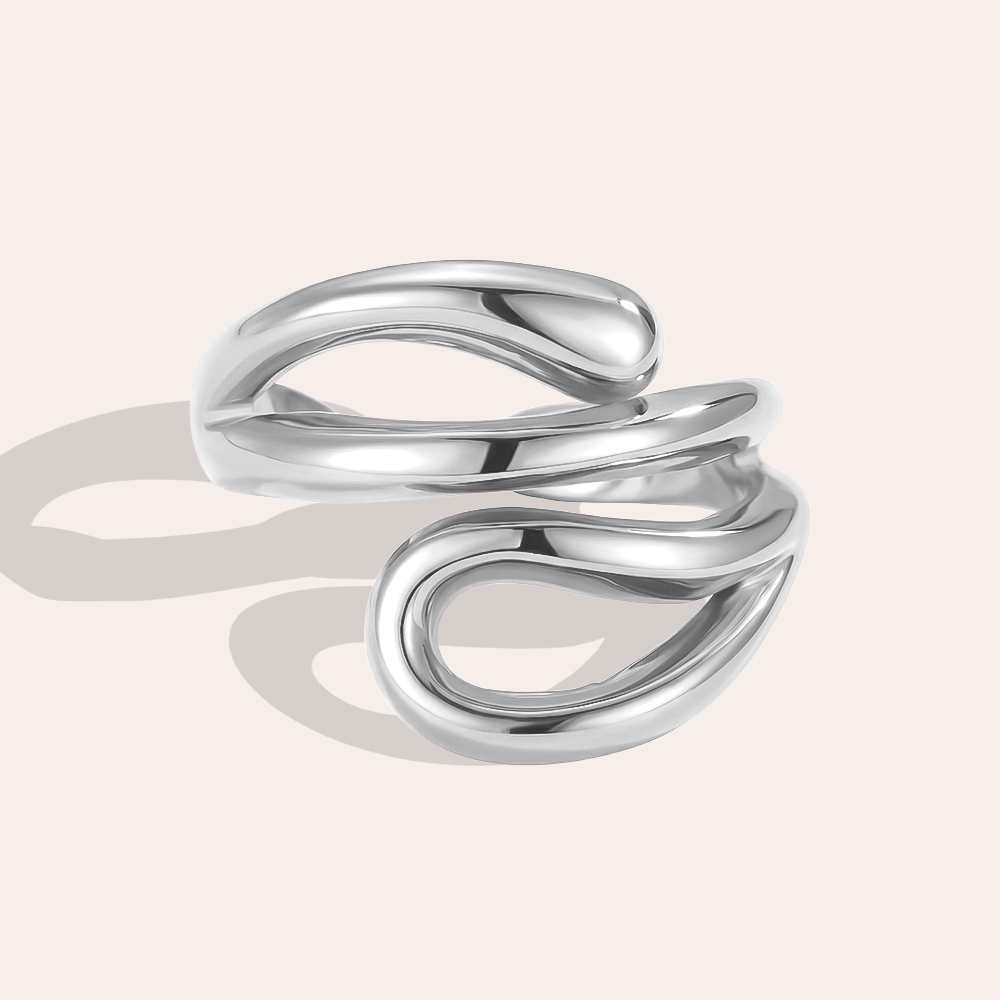 Stainless steel ring, adjustable, snake-like shape