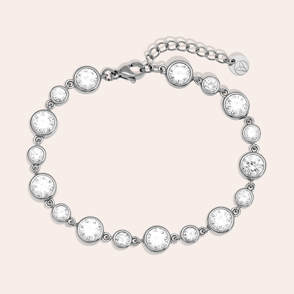 16cm Fancy Round Diamond Chain stainless steel bracelet   