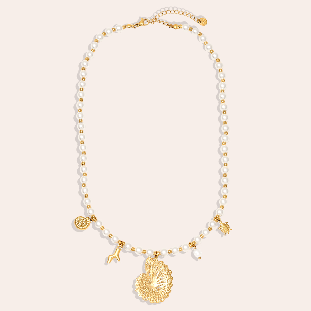 42cm Ocean Love In Pearl Chain stainless steel necklace     