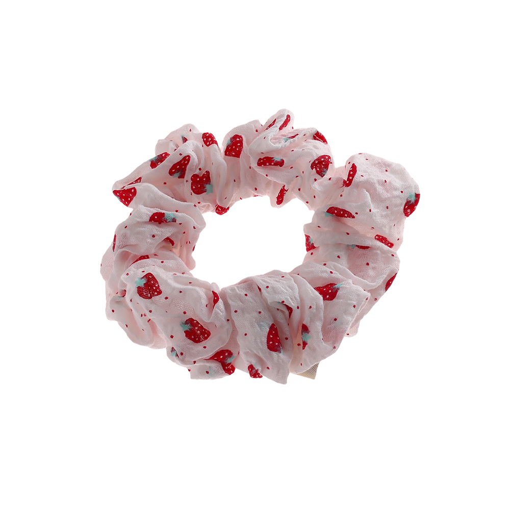 8*65mm Small Strawberry White Scrunchie   