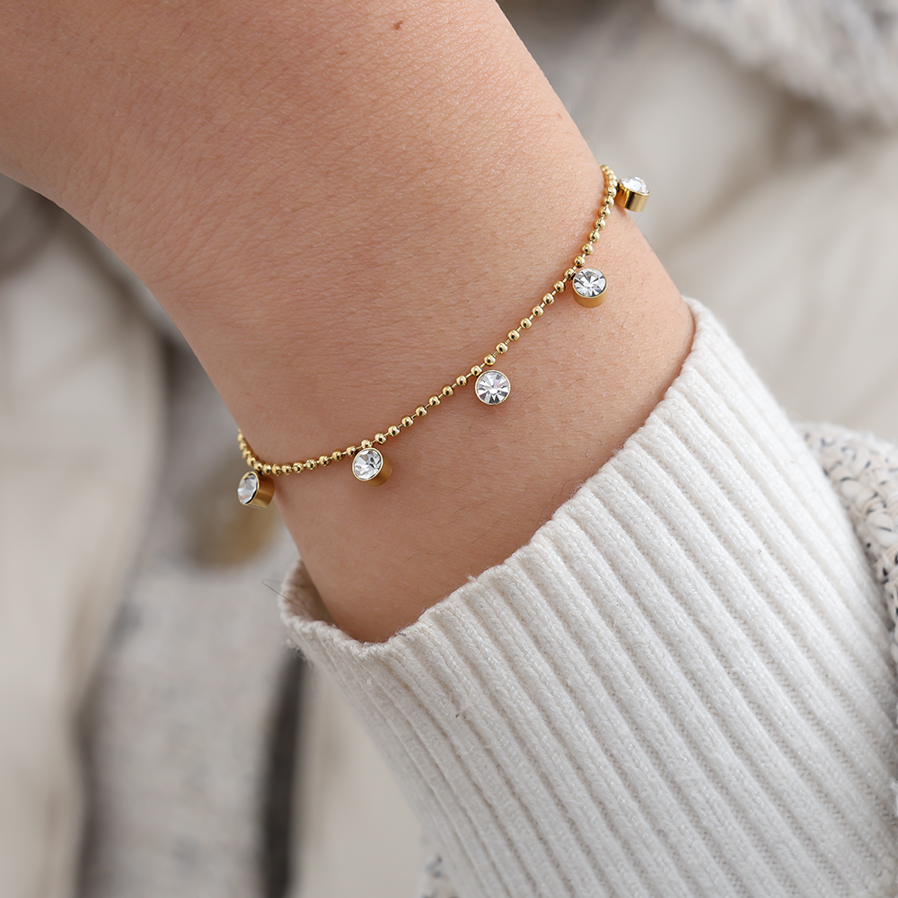 Stainless steel bracelet 17cm Nice Diamond Dots