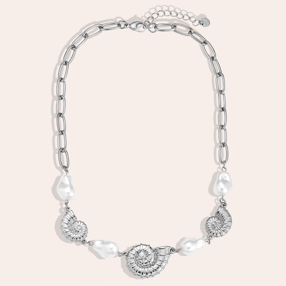 39cm Pearl Shells stainless steel necklace