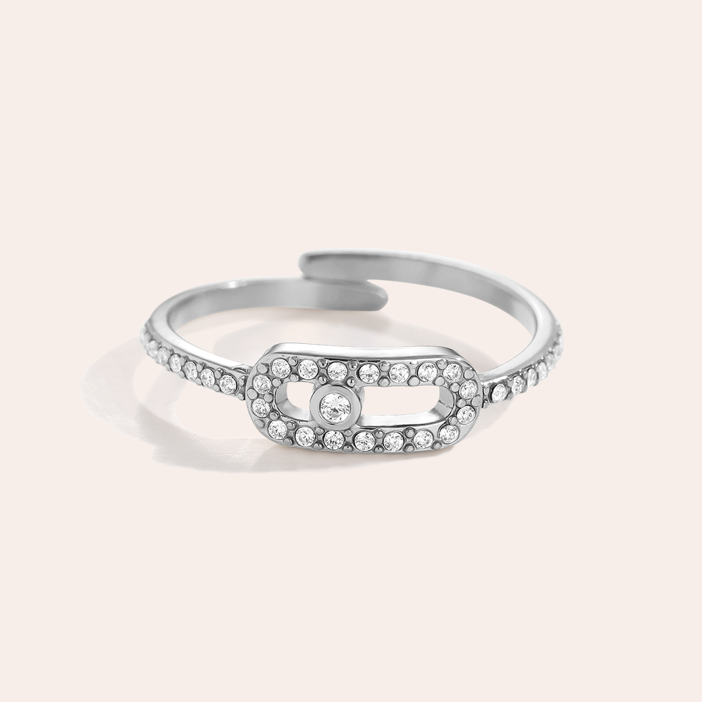 Diamond Cube Eye stainless steel ring    