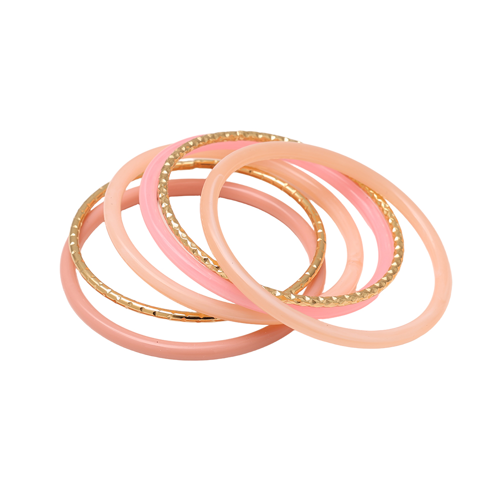 6.5cm Width 6-piece resin stainless steel bangle set