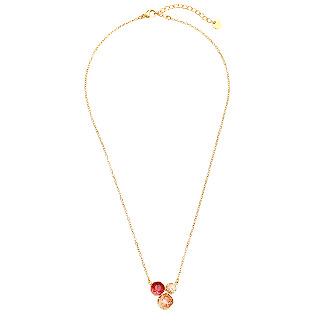 40cm pink glass collection stainless steel necklace   