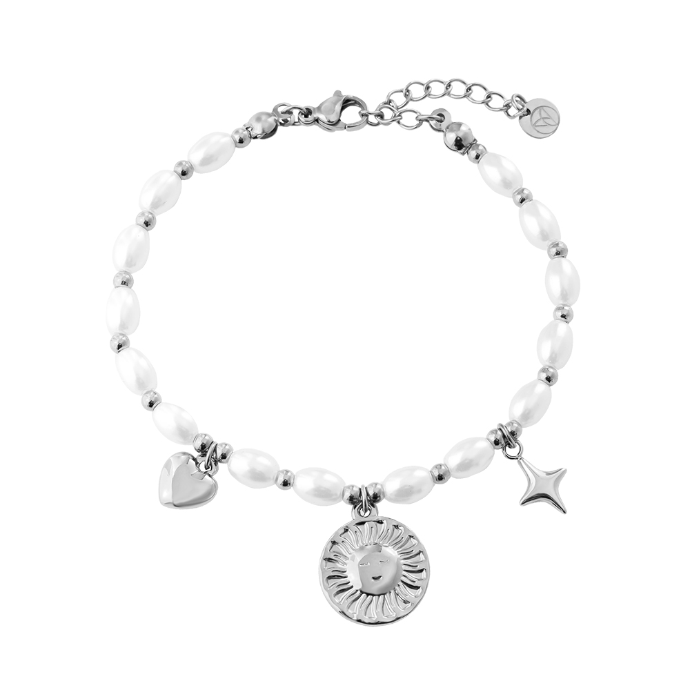 Stainless steel bracelet 17cm Pearl Chain With Charms