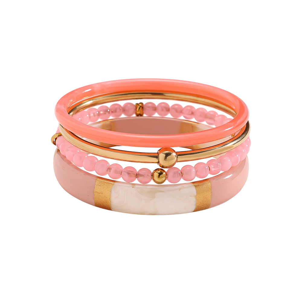 Stainless steel bangle set 6.5cm width 4 pieces acrylic  
