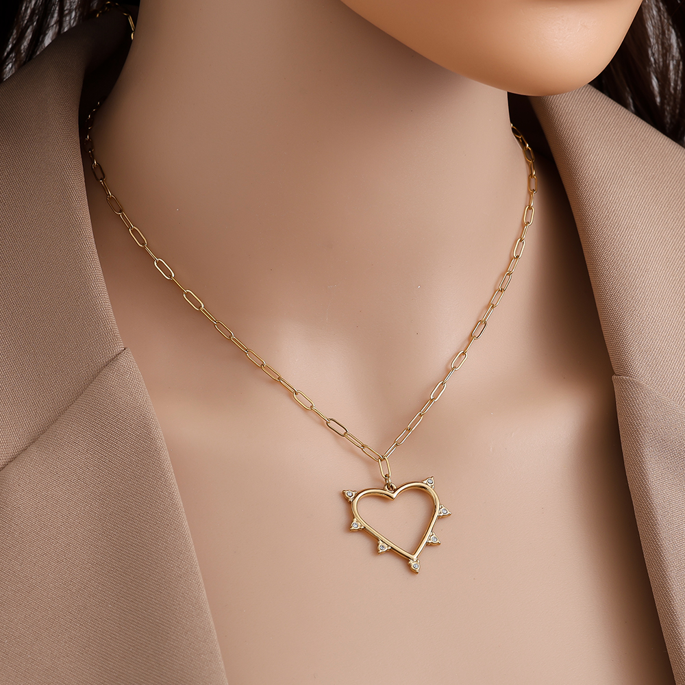 Stainless steel necklace 41cm Mini Diamond Around Heart