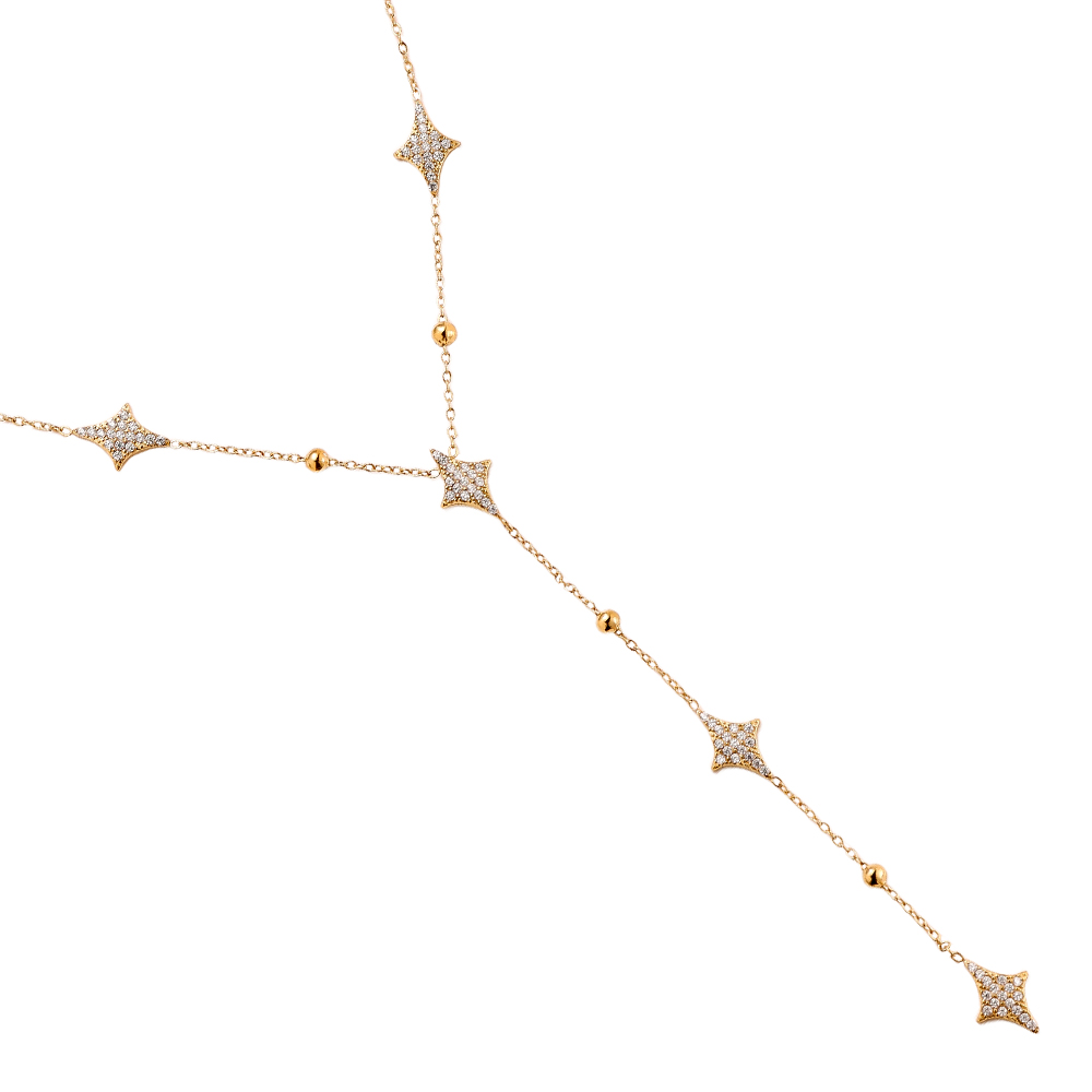 Stainless steel necklace 38cm Nice Diamond Shape