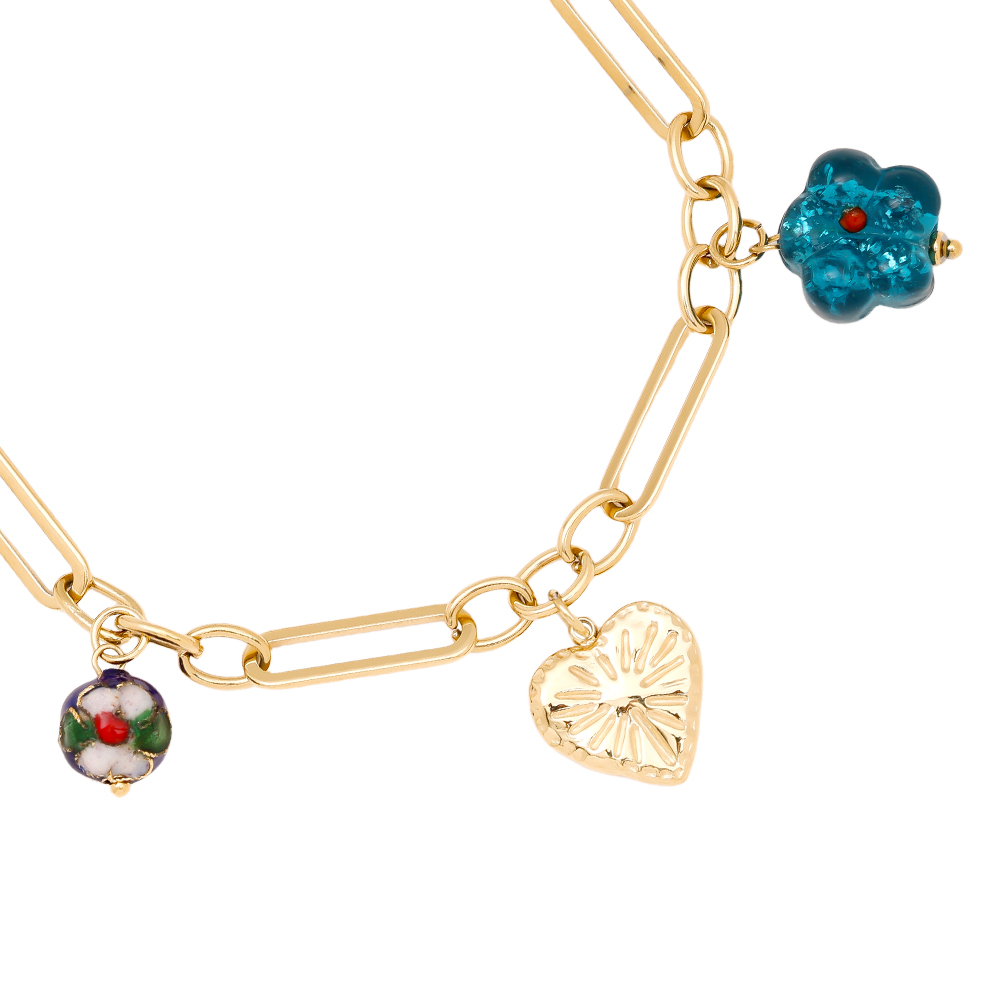 17cm Blue Trend Charms stainless steel bracelet   