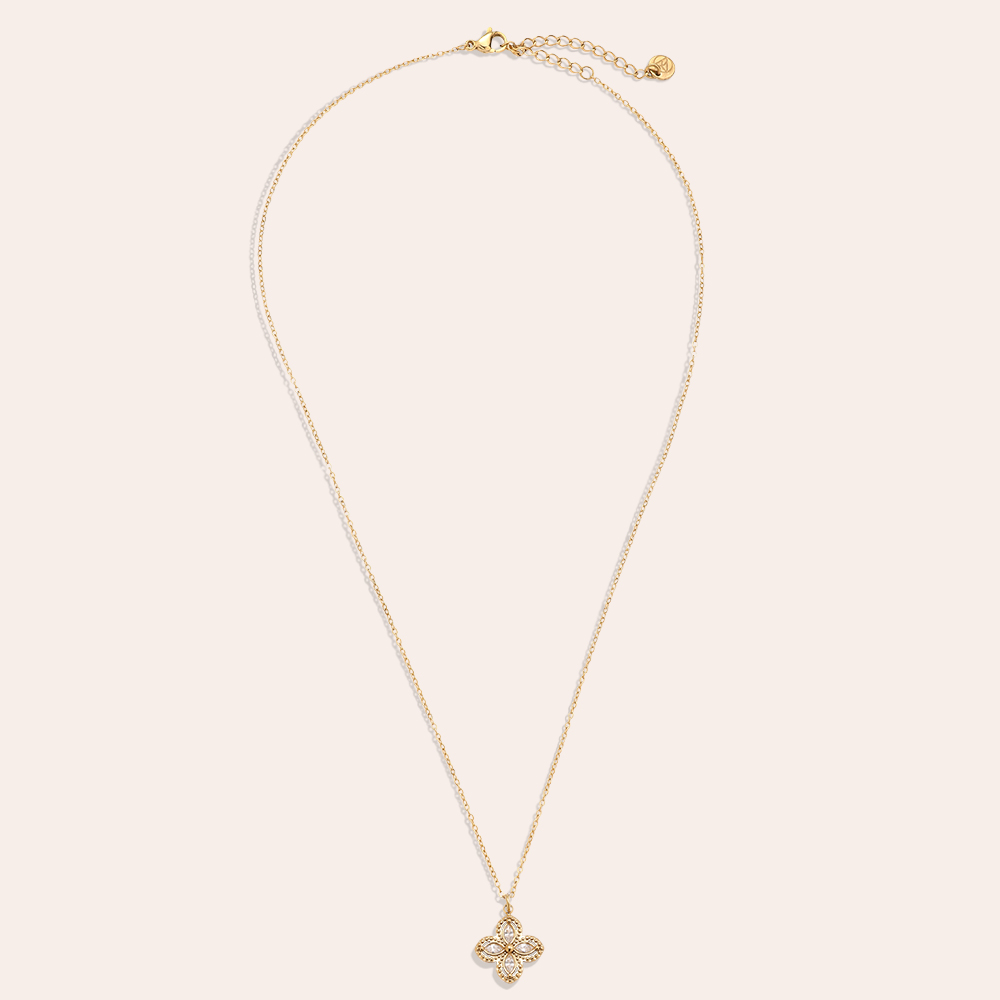 40cm Fancy Diamond Flower stainless steel necklace       