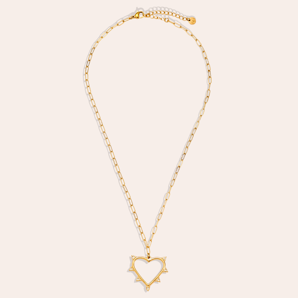 Stainless steel necklace 41cm Mini Diamond Around Heart