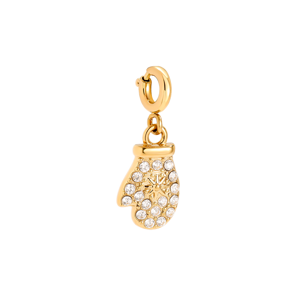 1.5cm Spring Clasp Diamond Mitten Stainless Steel Pendant 