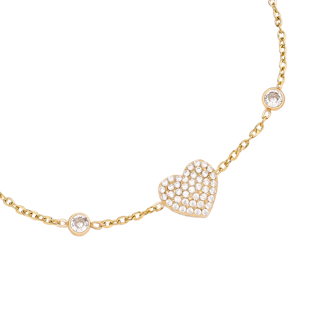 Stainless steel bracelet 17cm Classic Diamond Heart