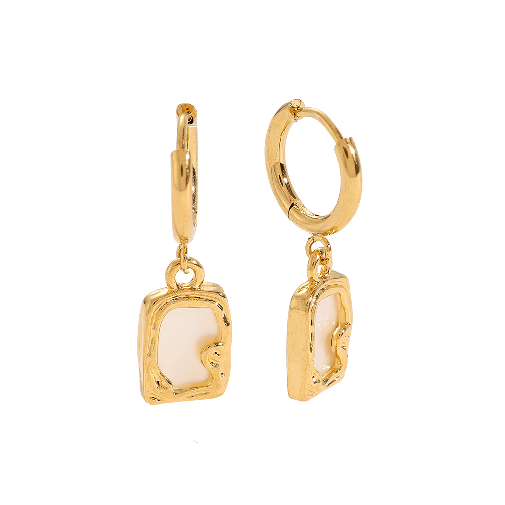 Stainless steel earrings Shining Mother Of Pearl In Rectangle Frame