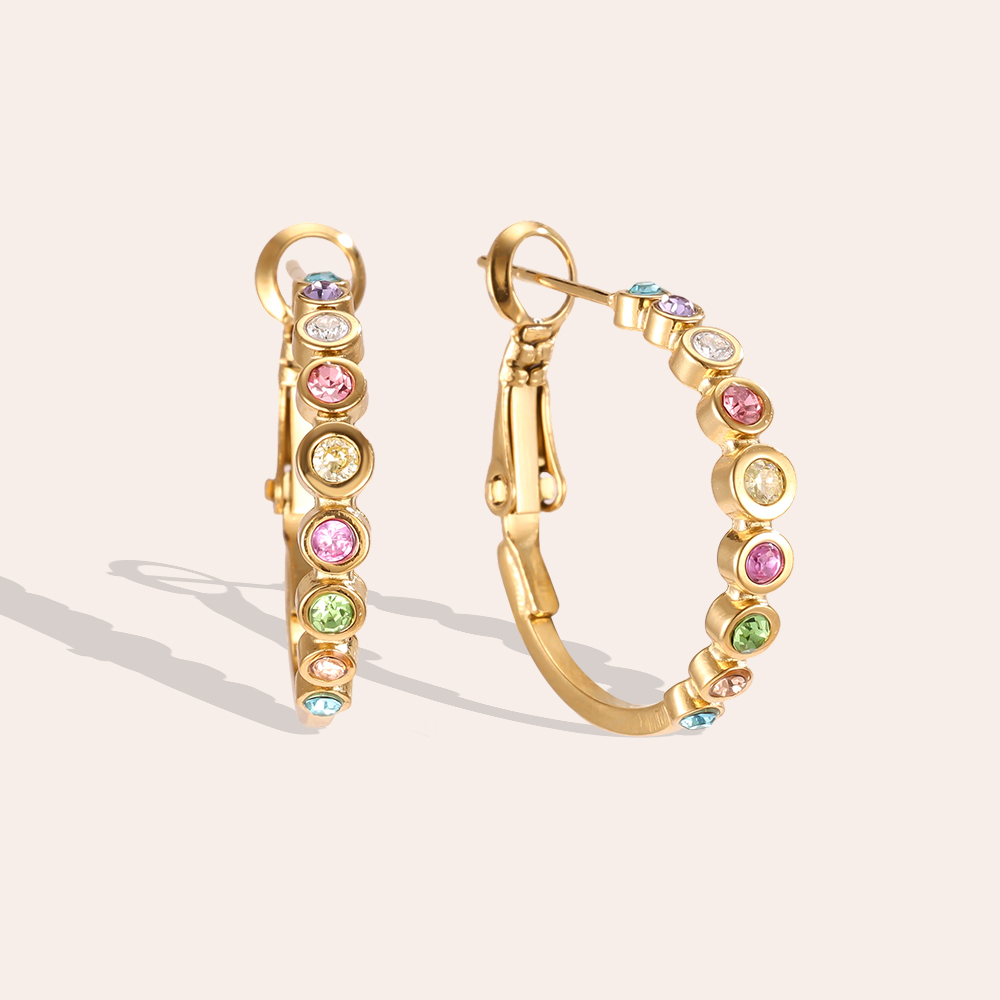 Stainless steel earrings 2.3cm Diamond Dots Hoop