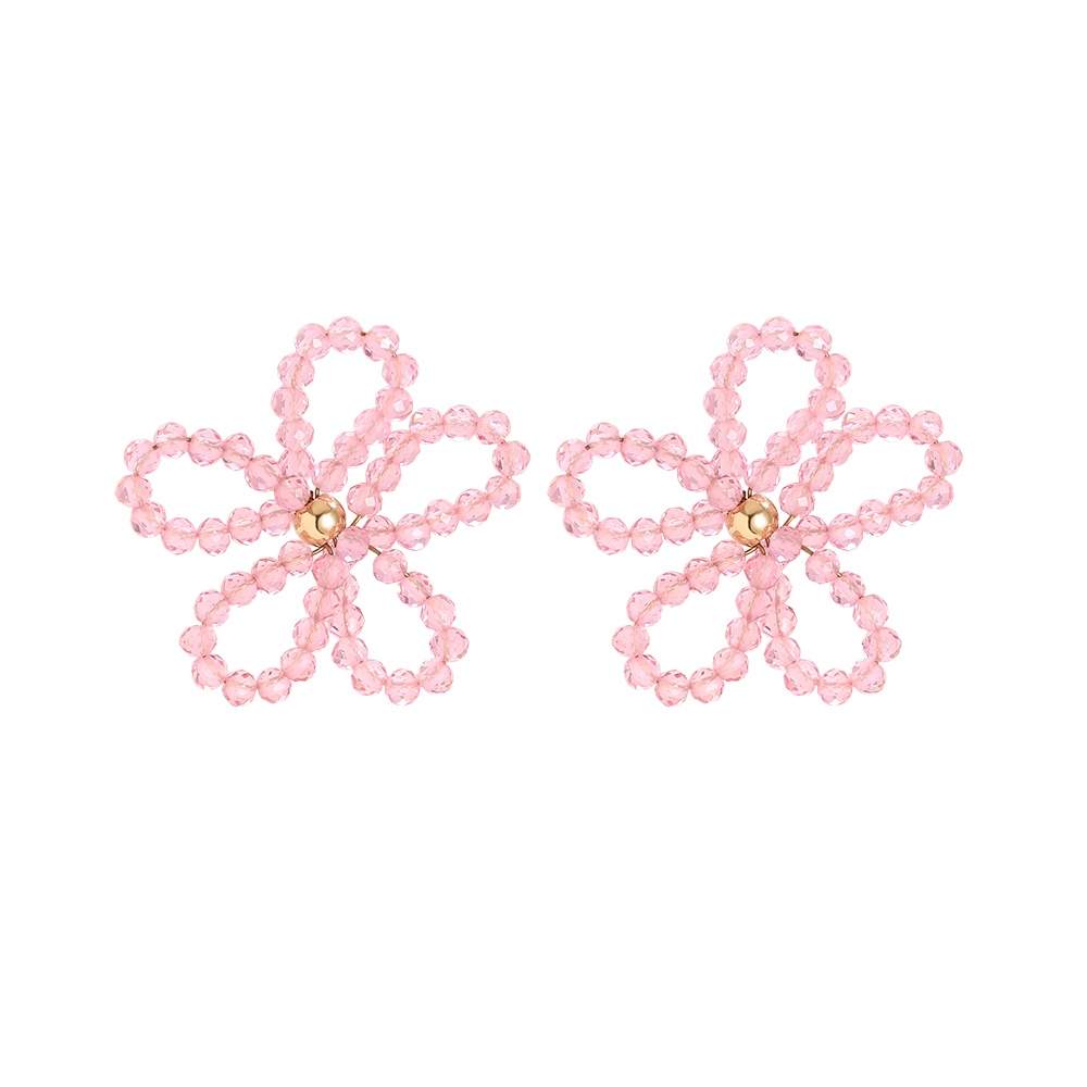2.5cm crystal flowers stainless steel earrings   