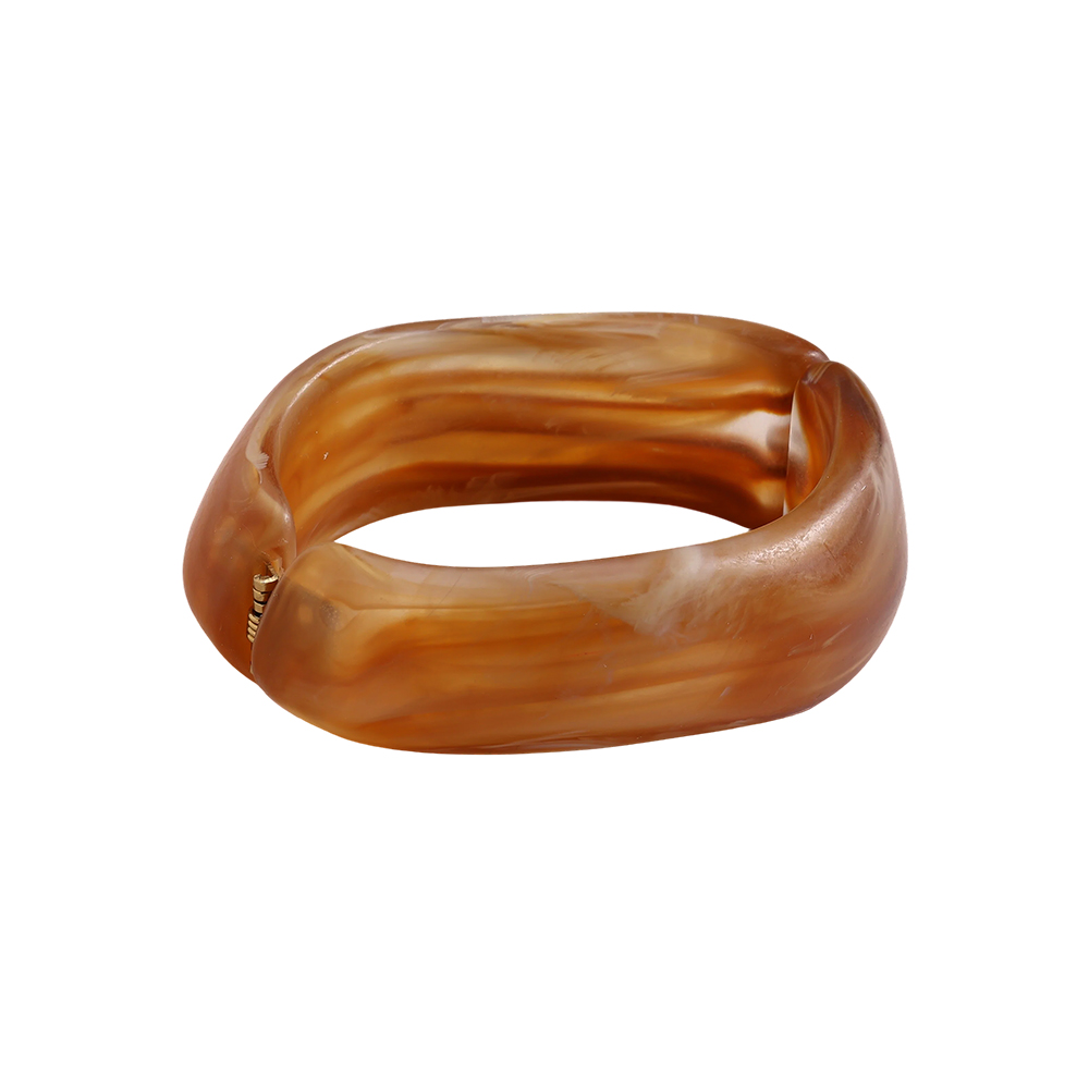 Stainless steel bangle Adjustable oval resin