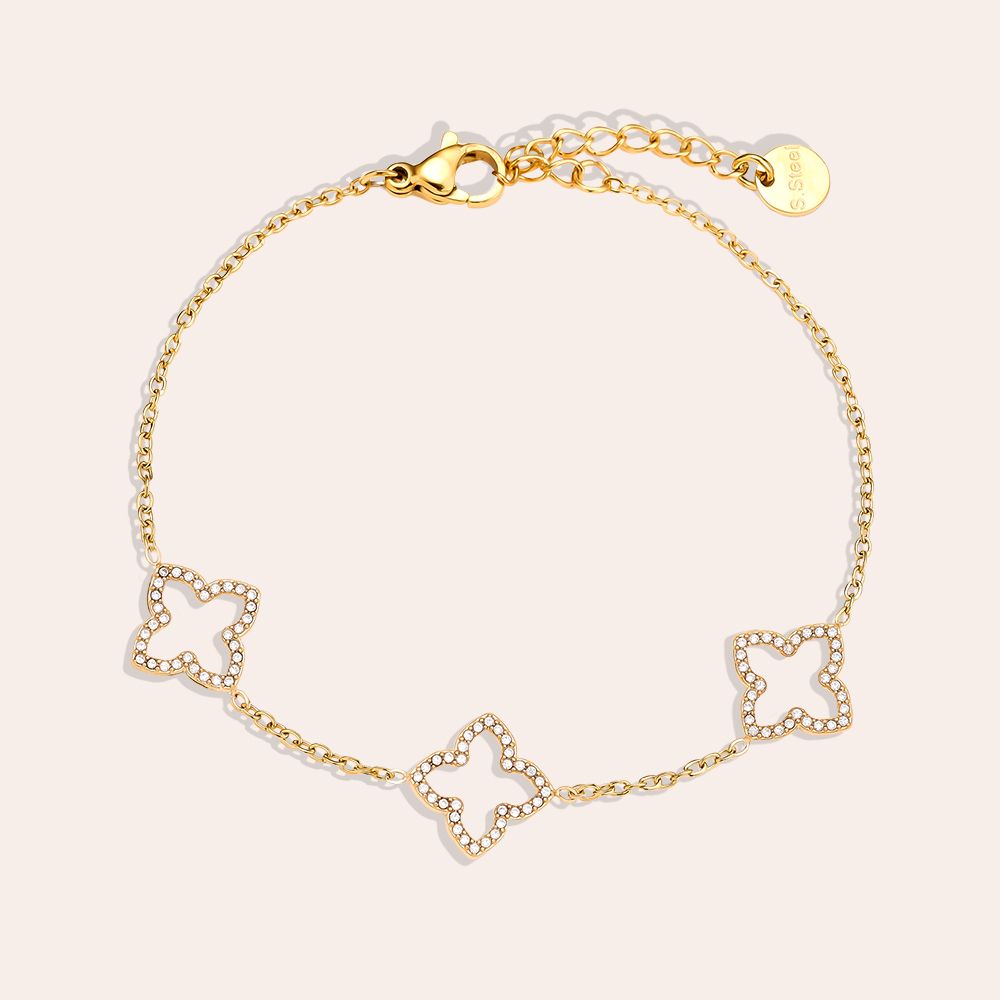 17cm Sparkling Lucky Flower stainless steel bracelet         17cm Sparkling Lucky Flower stainless steel bracelet