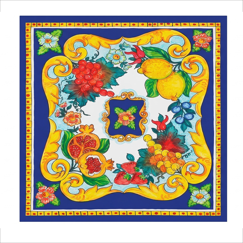 68*68cm lemon print scarf