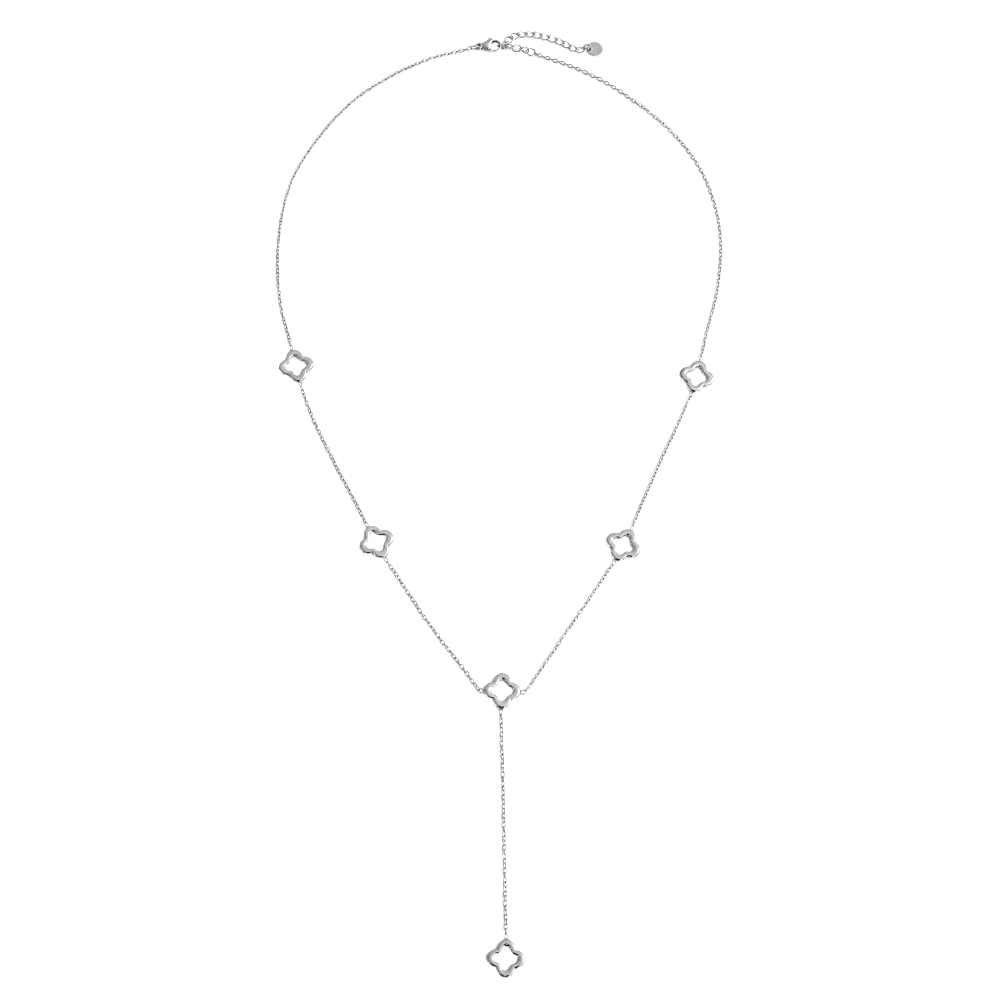 64cm cloverleaf stainless steel necklace