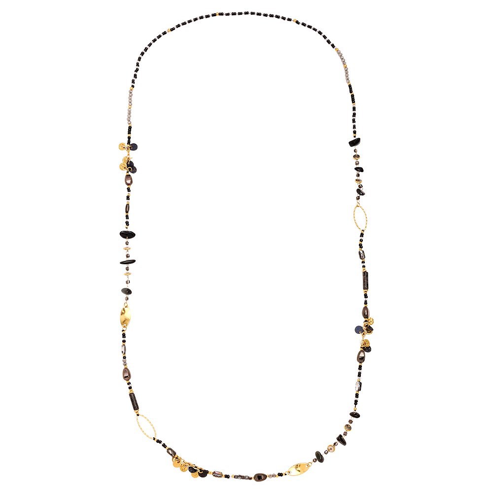 94cm Black Stone Chain stainless steel necklace    