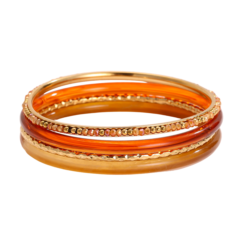 6.5cm wide 4-piece acrylic stainless steel bangle set 