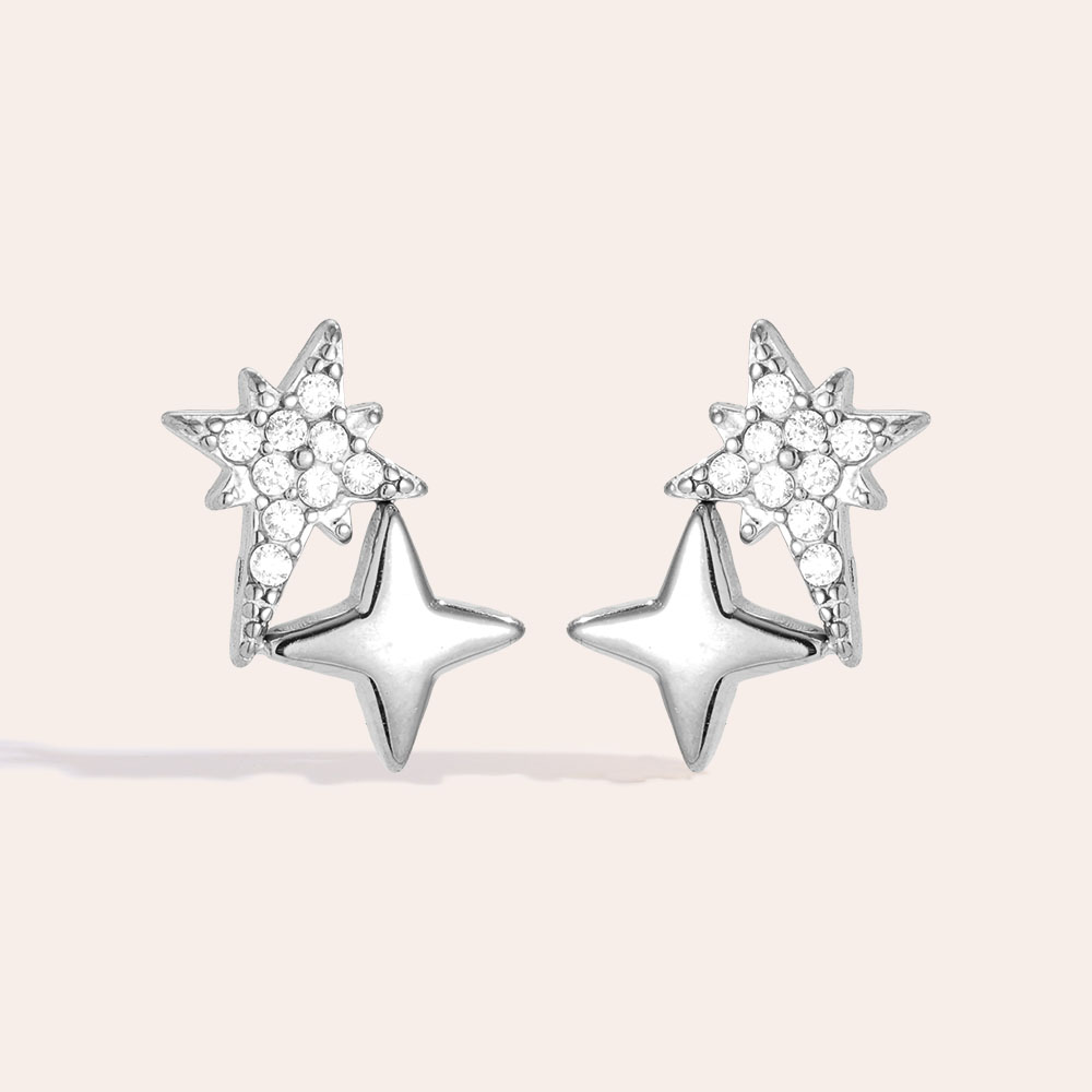 10mm Sparkling Diamond Star Stainless Steel Earrings         10mm Sparkling Diamond Star Stainless Steel Earrings