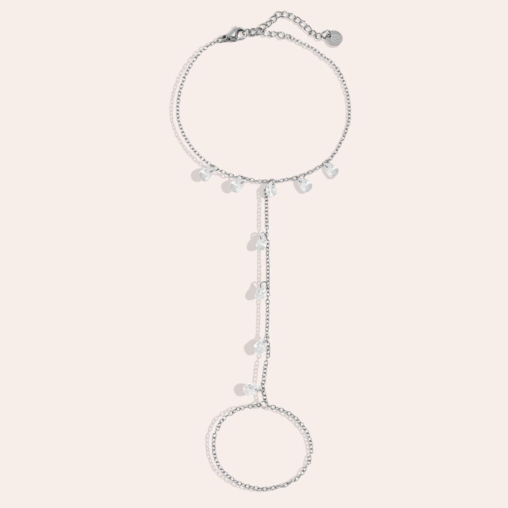 17cm Many zirconia hand chain stainless steel bracelet     